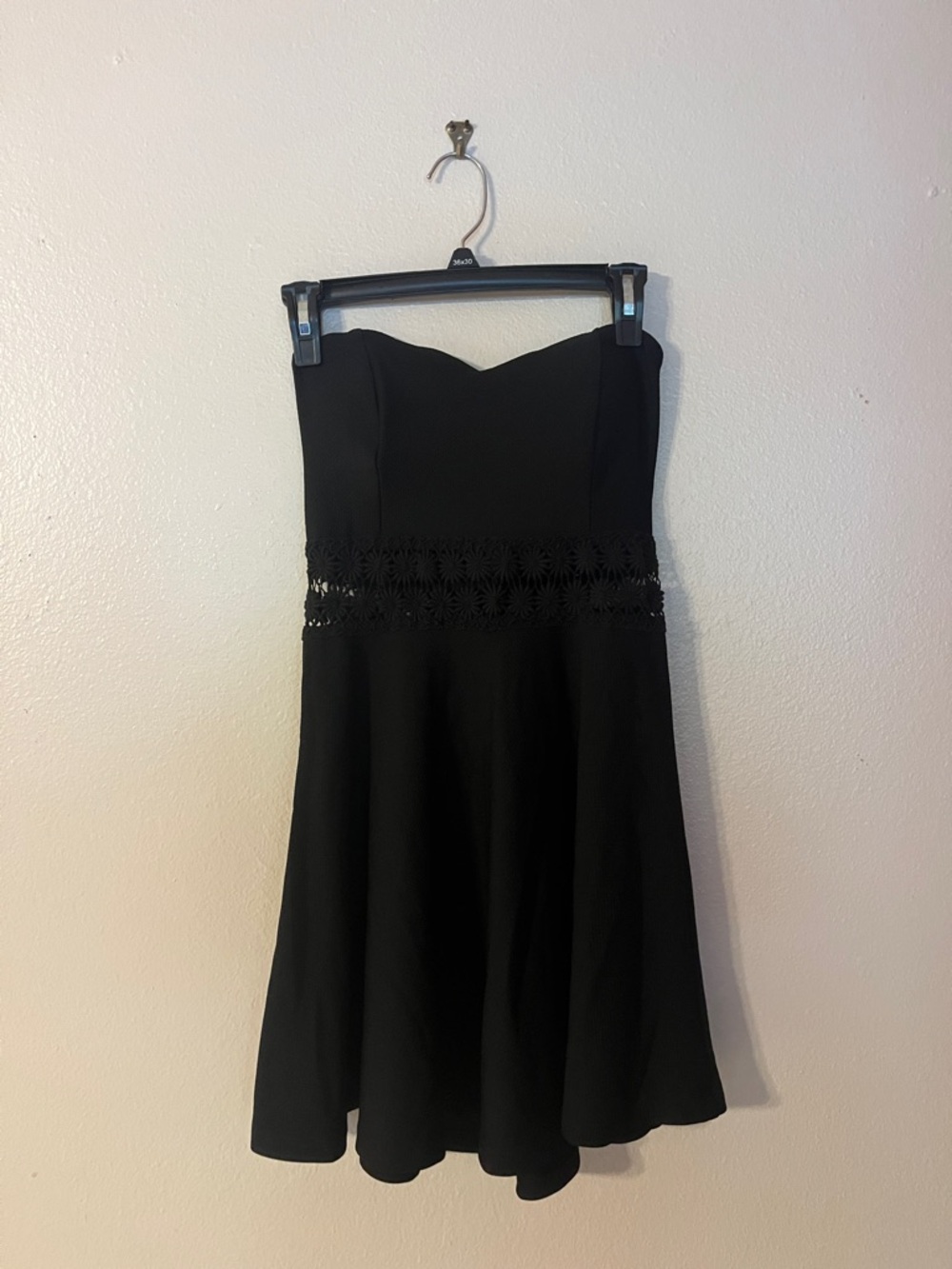 Love Culture Strapless Black Dress with Lace Waistband